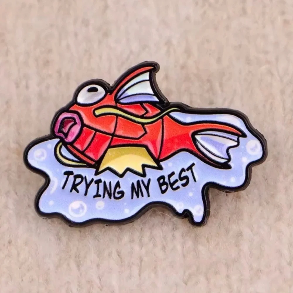 Pokemon Magikarp Trying My Best Enamel Pin Brooch Badge